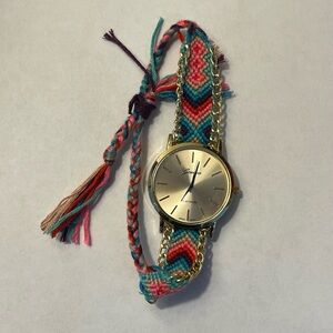Woven Adjustable Womens Watch With Gold Accents